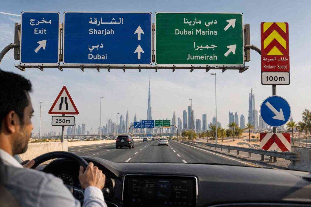 driver affairs, guide signs, road safety signs, mandatory signs uae, personal driver dubai monthly