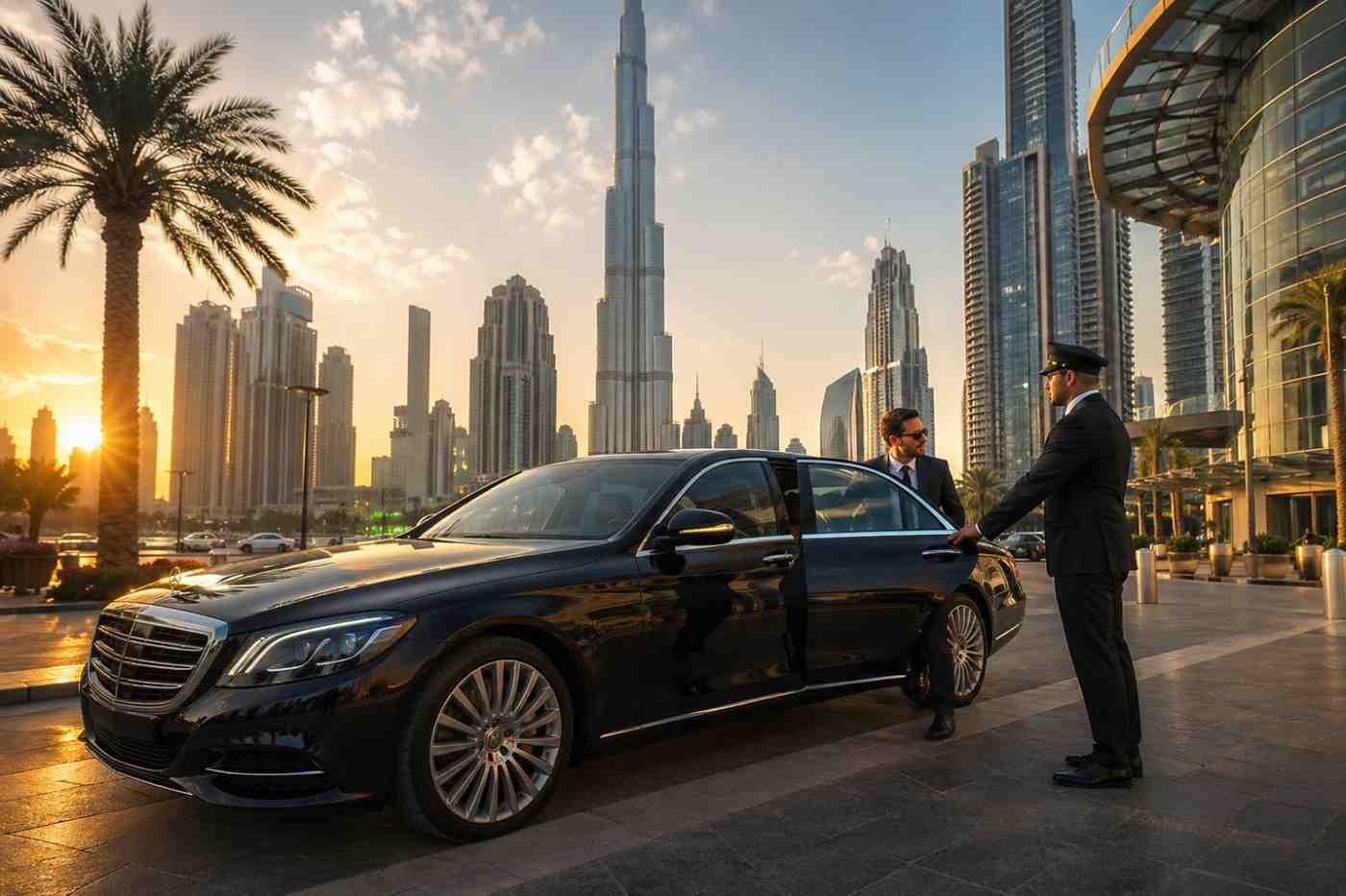 Rent a car with driver in Dubai luxury chauffeur service near Burj Khalifa