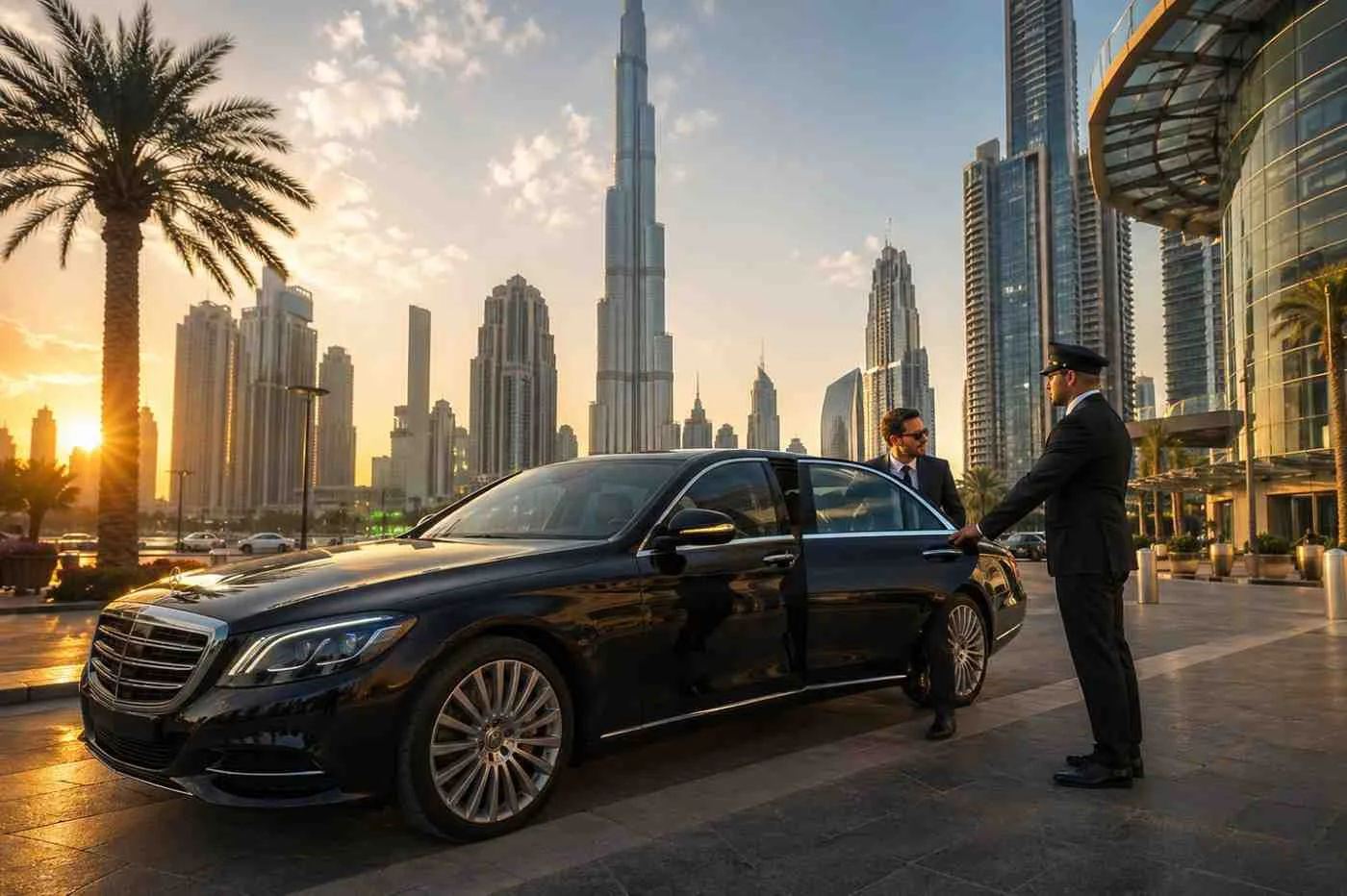 Rent a car with driver in Dubai luxury chauffeur service near Burj Khalifa